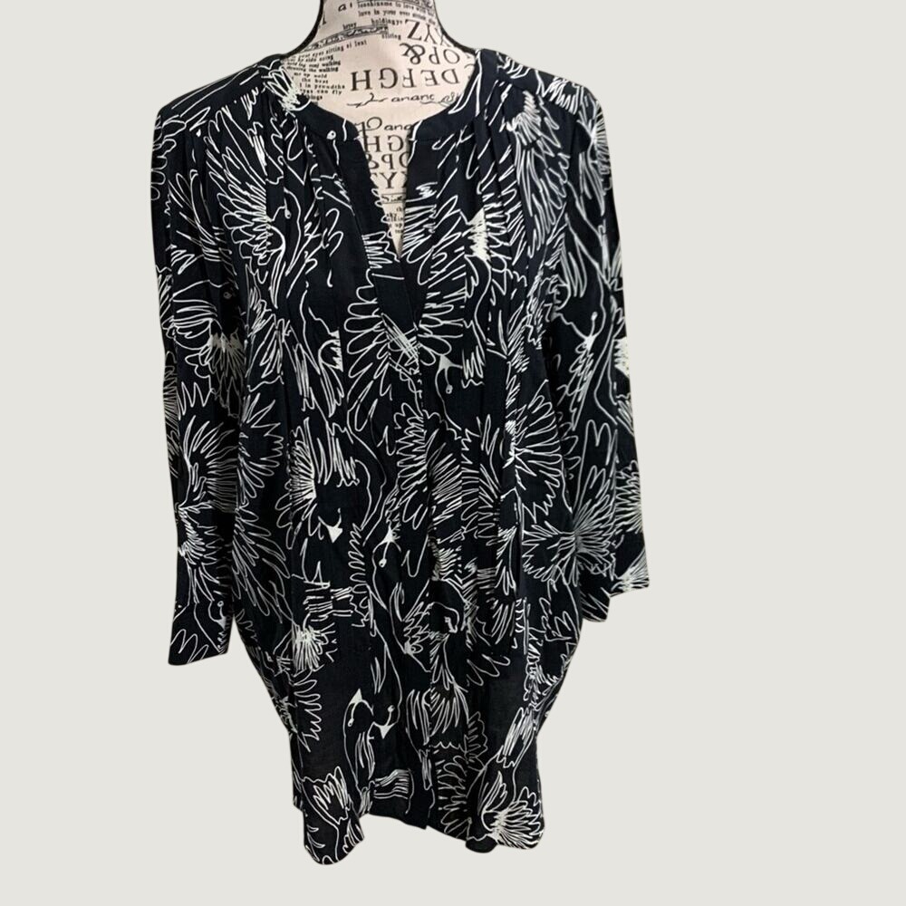 Maeve‎ Anthropologie black white blouse size 6